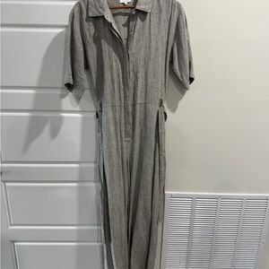 Z Supply Ellora Black Cream Women's Striped Belted Relaxed Leg Jumpsuit Small